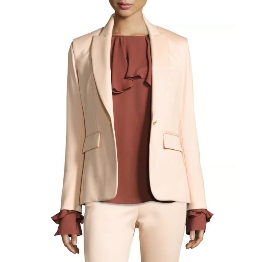 Veronica Beard Rebel Major Peach Pink Gold Crest Button Blazer Trousers Size 4‎
